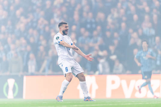 Jesper Karlström of Lech Poznan reacts