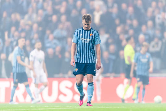 Rasmus Schuller of Djurgården looks dejected