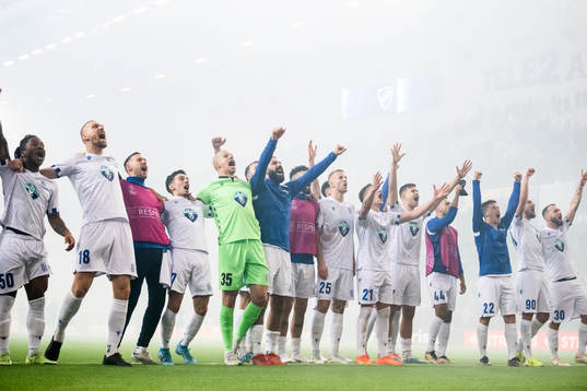 Players of Lech Poznan celebrate