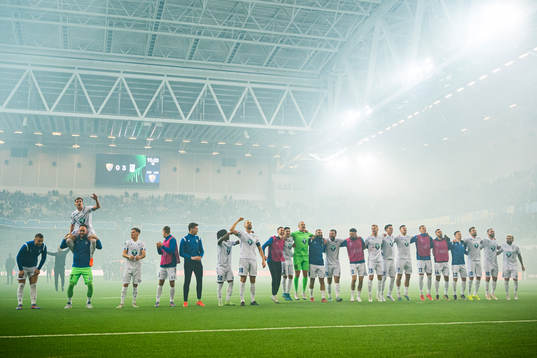 Players of Lech Poznan celebrate
