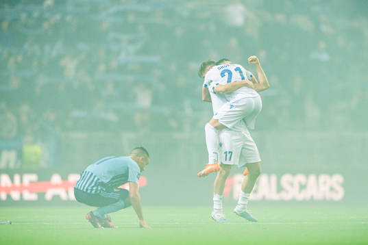 Michal Skoras and Filip Szymczak of Lech Poznan  celebrate