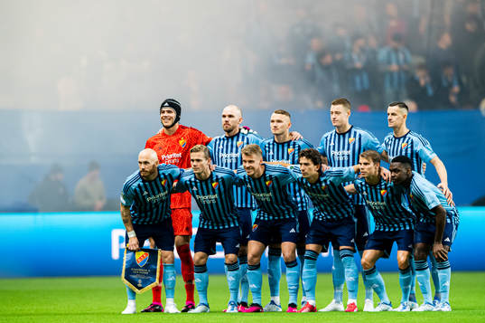 Players of Djurgården pose for a team photo