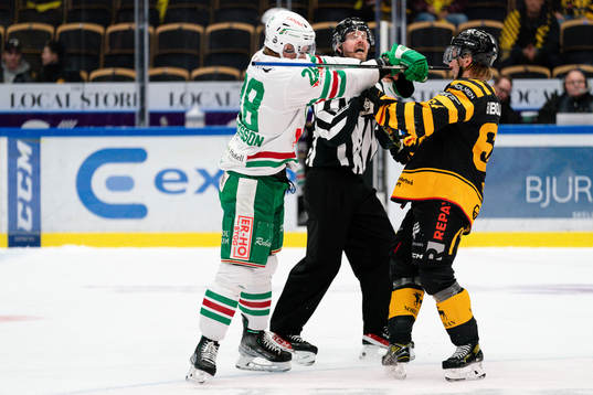 Rögles Anton Bengtsson och Skellefteå AIKs Jonathan Pudas