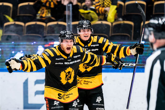 Skellefteå AIKs Filip Sandberg och Rickard Hugg jublar