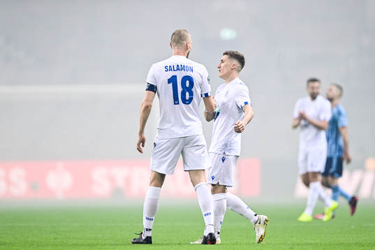 Bartosz Salamon and Joel Pereira of Lech Poznan celebrate