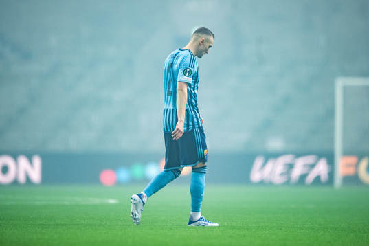 of Djurgården Piotr Johansson looks dejected