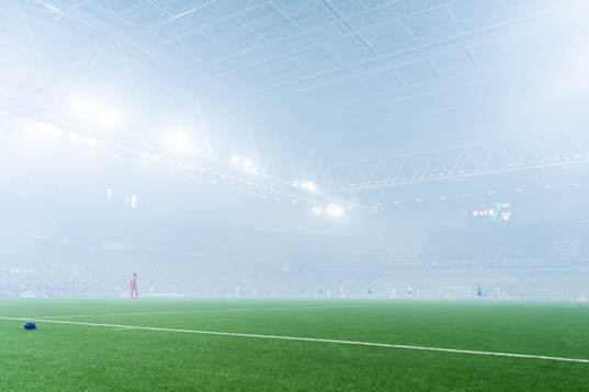 General view of smoke seen inside the stadium