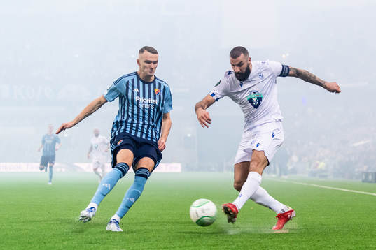 Piotr Johansson of Djurgården and Mikael Ishak of Lech