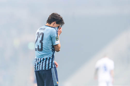 Gustav Wikheim of Djurgården looks dejected