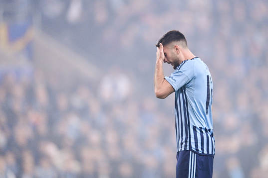Besard Sabovic of Djurgården looks dejected