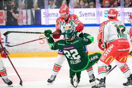 Frölundas Tom Nilsson och Färjestads Per Åslund