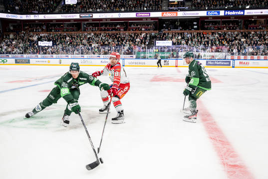 Färjestads Mattias Göransson och Marcus Nilsson mot