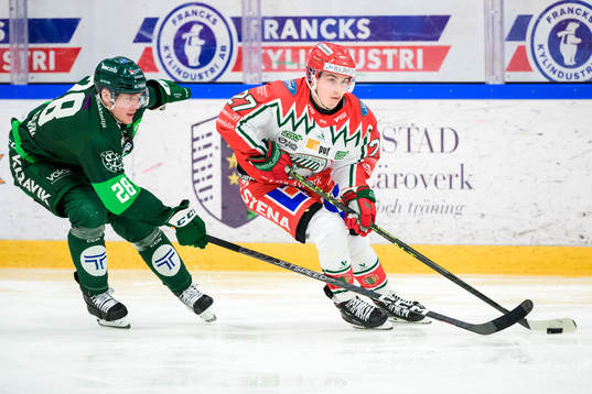Färjestads Mattias Göransson och Frölundas Jere Innala