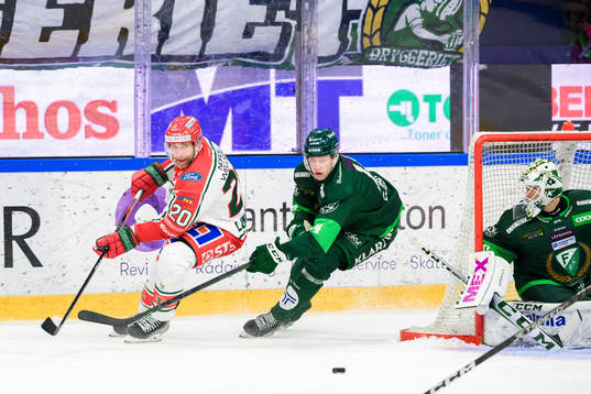 Frölundas Joel Lundqvist och Färjestads Victor Ejdsell