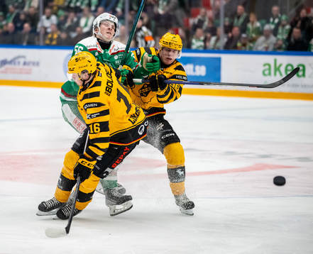 Skellefteås Linus Lindström  och Rickard Hugg  ikamp med