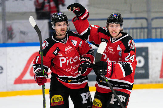 Piteås Joakim Högberg och Victor Edström jublar