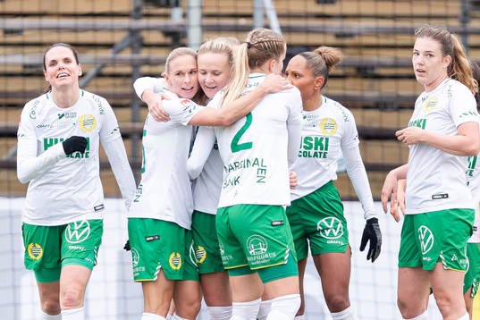 Hammarbys Jonna Andersson och Matilda Vinberg jublar