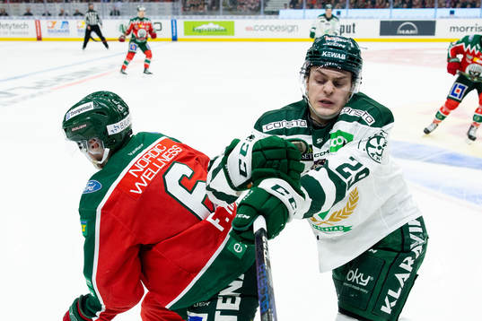 Frölundas Filip Hasa och Färjestads Lucas Forsell