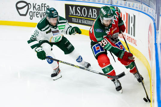 Färjestads Per Åslund och Frölundas Anthony Greco