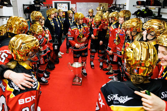 Luleås spelare jublar i omklädningsrummet
