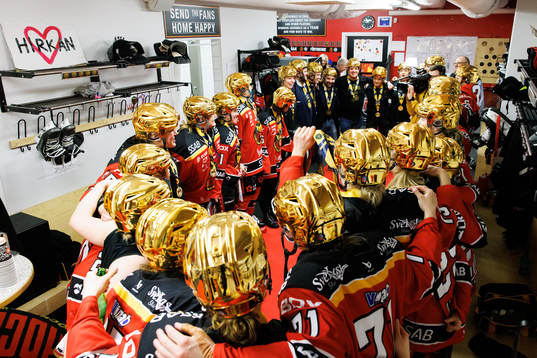 Luleås spelare jublar i omklädningsrummet