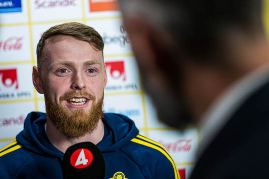 Goalkeeper Viktor Johansson of the Swedish men's football