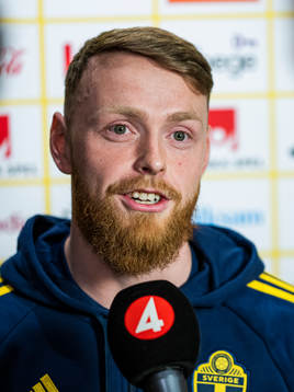 Goalkeeper Viktor Johansson of the Swedish men's football