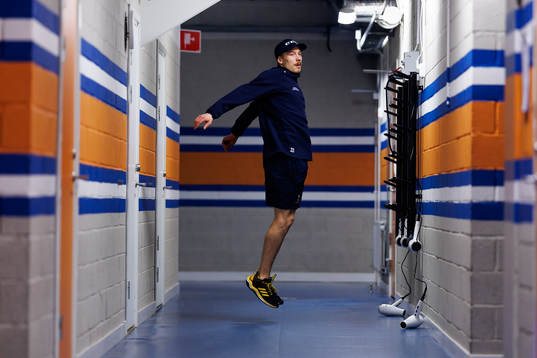 Växjös målvakt Emil Larmi före kvartsfinal tre i SHL