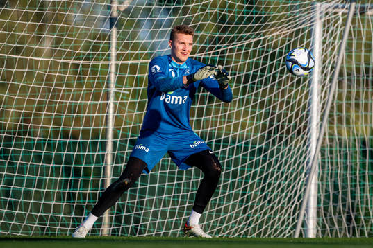 Goalkeeper Jacob Karlstrøm of the Norwegian national