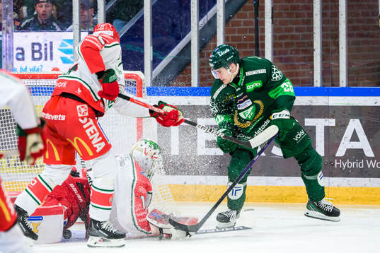 Frölundas målvakt Lars Johansson och Färjestads Joel