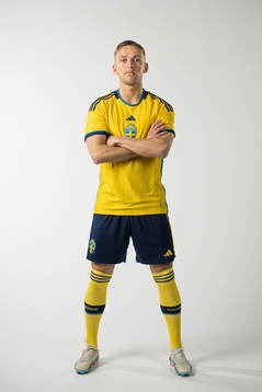 Jesper Karlsson of the Swedish national football team poses