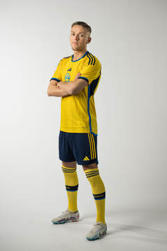 Jesper Karlsson of the Swedish national football team poses