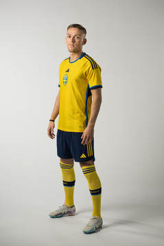 Jesper Karlsson of the Swedish national football team poses