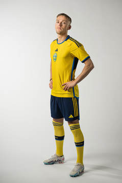 Jesper Karlsson of the Swedish national football team poses