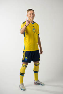Jesper Karlsson of the Swedish national football team poses