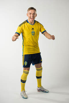 Jesper Karlsson of the Swedish national football team poses