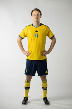Hjalmar Ekdal of the Swedish national football team poses