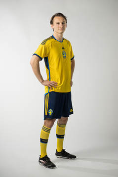 Hjalmar Ekdal of the Swedish national football team poses