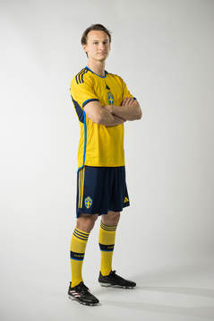 Hjalmar Ekdal of the Swedish national football team poses