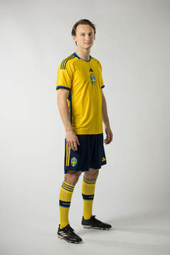 Hjalmar Ekdal of the Swedish national football team poses
