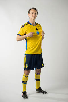Hjalmar Ekdal of the Swedish national football team poses