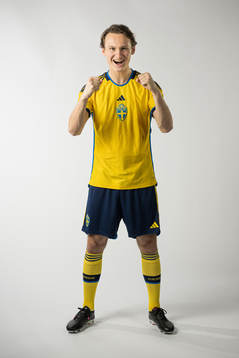 Hjalmar Ekdal of the Swedish national football team poses