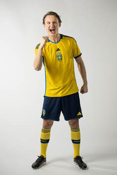 Hjalmar Ekdal of the Swedish national football team poses