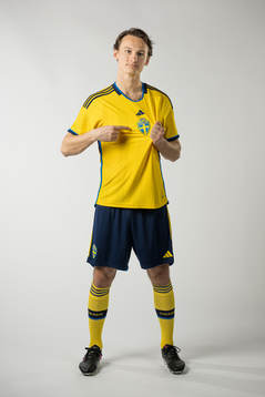 Hjalmar Ekdal of the Swedish national football team poses
