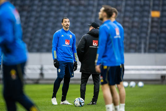 Zlatan Ibrahimovic and Janne Andersson head coach of the