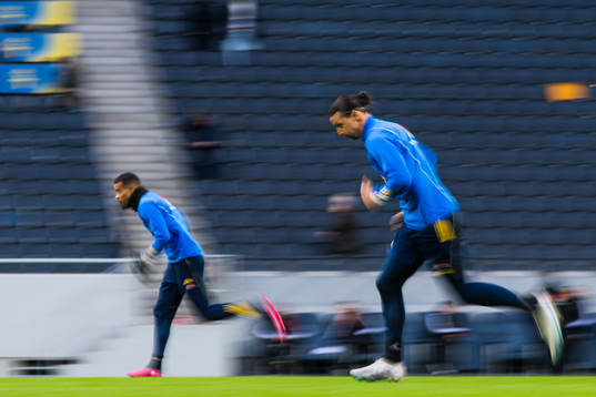 Zlatan Ibrahimovic and Robin Quaison of the Swedish