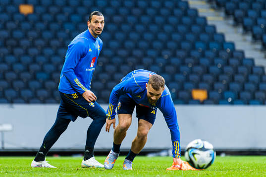 Zlatan Ibrahimovic and Jesper Karlström of the Swedish
