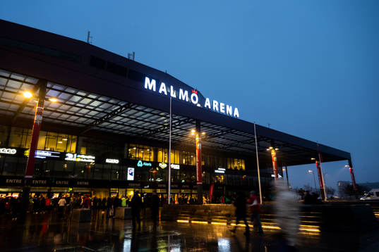Exteriör av Malmö Arena