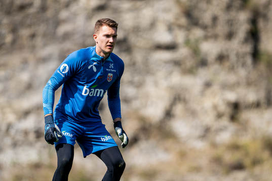 Goalkeeper Jacob Karlstrøm of the Norwegian national