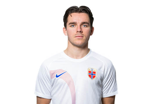Hugo Vetlesen of the Norwegian national football team poses